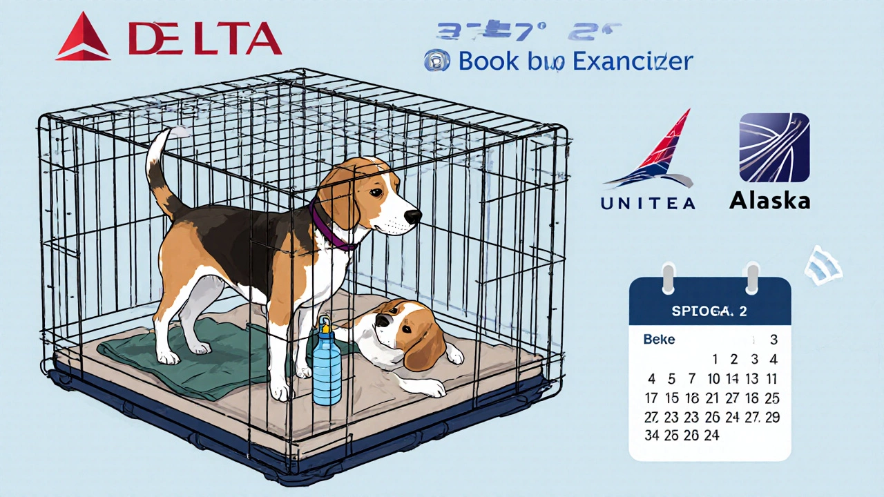 Cross-section view of a dog comfortably standing in a properly sized pet crate.