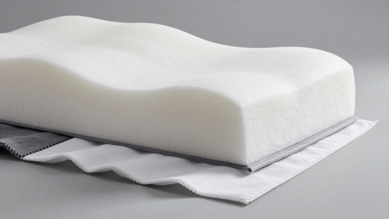 Cross-section of memory foam and fabric materials