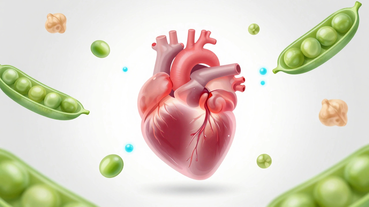 Illustration of legumes interfering with taurine absorption in a dog's heart