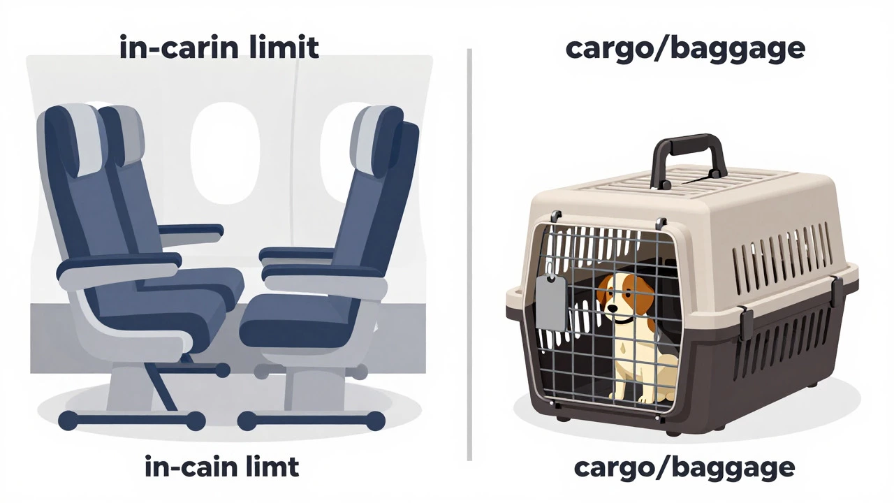 Comparison of small cabin carrier versus large cargo crate for dogs